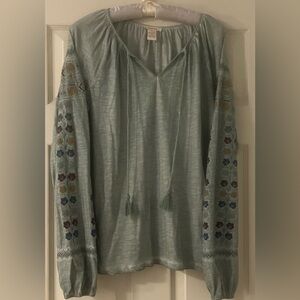 Sundance Light Green Embroidered Top
